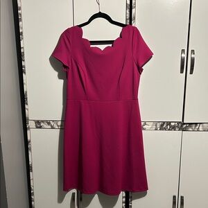 Glamour Fuchsia Scalloped Mini Dress
